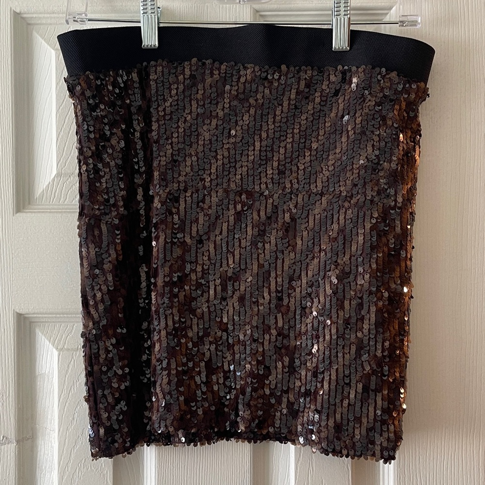 Potter's Pot Black and Brown Sequin Mini Skirt